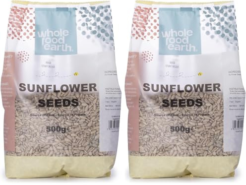 Wholefood Earth Graines de tournesol - Sans OGM - Véganes - Sans produits laitiers - Sans sucre ajouté, 500 g (Lot de 2)