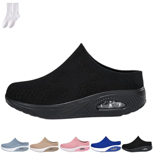 Baskets orthopédiques respirantes à enfiler dos nu pour femme, pantoufles mules confortables à dos ouvert, baskets de marche, chaussures de tennis d'été légères