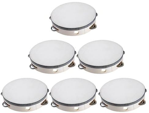 Tamburelli per adulti 15 cm - Set di 6 strumenti musicali a mano con campanelli | Strumento ritmico per feste di meditazione yoga Danza scolastica Intrattenimento musicale domestico