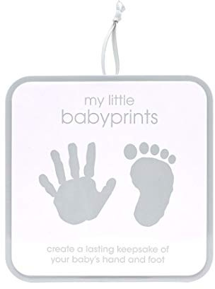 Pearhead My Little Babyprints Tin, Baby Handprint or Footprint Clay Impression Kit, Gender Neutral Newborn Keepsake, Grey Chevron
