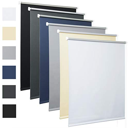 Laneetal Thermorollo mit Beschichtung Verdunklungsrollo in Blau 90x210 cm Klemmrollo für Fenster & Tür Klemmfix ohne Bohren Fensterrollo Seitenzugrollo