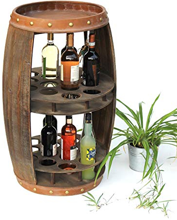 DanDiBo Weinregal Holz Weinfass Braun 83 cm 9045 Bar Flaschenregal Flaschenständer XL Fass Holzfass Weinschrank