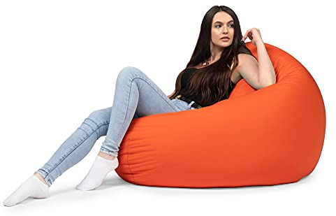 chilly pilley Fauteuil Pouf Coussin De Sol avec Remplissage Eps Pouf Géant Pouf Intérieur Et Extérieur Imperméable Multifonctionnel pour Enfants Et Adultes Nombreuses Couleurs (Orange, Ø 125 cm)