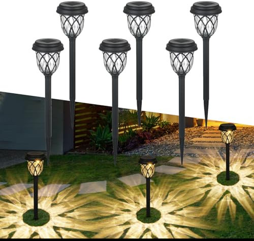 Tomshine Solar Garden Lights Outdoor Pathway Light Solar Powered Waterproof Stake Lights Outside Ornaments for Patio Lawn Yard Ground Backyard Courtyard Dusk to Dawn Auto On/Off,6 Pack