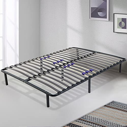 SAMPUR - Sommier Essentiel 180x200 cm | Pieds Inclus | Lattes réglables | Cadre métal laqué époxy | Résistant et Confortable | Montage Rapide et Facile