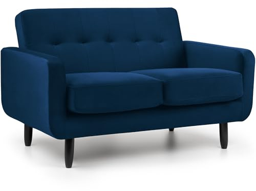 WeDoSofas OSLO 2 Seater Velvet Sofa (Blue) – Compact Velvet 2 Seater Couch for Modern Living Rooms, Bedrooms & Flats – Comfortable Two Seater Lounge Seating