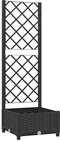 vidaXL Garden Planter with Trellis - Space-Optimising Outdoor Planter - Versatile for Climbing Plants - Weather- Polypropylene - Easy Assembly - Black