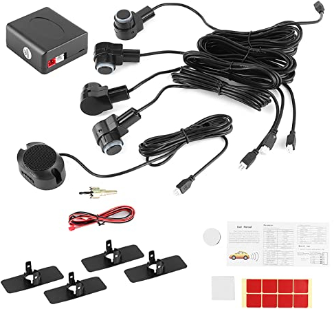 Backup Monitor Reverse Radar Parking Assistant Intelligent Parking Assistance System 4 Sensor Probe Car Auto Reverse Radar 65dB Buzzer Alert Kit