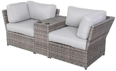Living Source International Wicker/Rattan 2-Person Seating Group in Gray