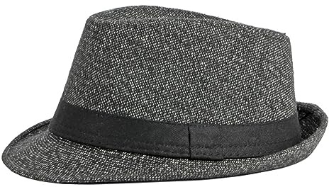 Fedora Trilby Hat for Men Short Brim Panama Hat British Vintage Wool Felt Jazz Cap Bowler Cap Jazz Dancers Gangsters Rapper Cowboy Gentleman Fedoras Roll-up Manhattan Headwear for Party Dancing Stage