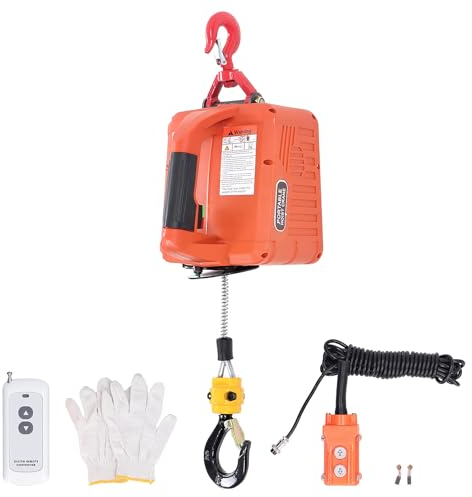 Treuil Électrique 500 kg, Palan avec Télécommande sans Fil, 1500W, Hauteur de Levage 7,6 m