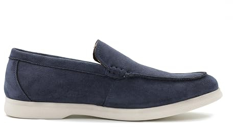 Mens Faux Suede Leather Slip on Loafer Flat Sole Moccasins Driving Shoes [EL0870-NAVY-43EU]