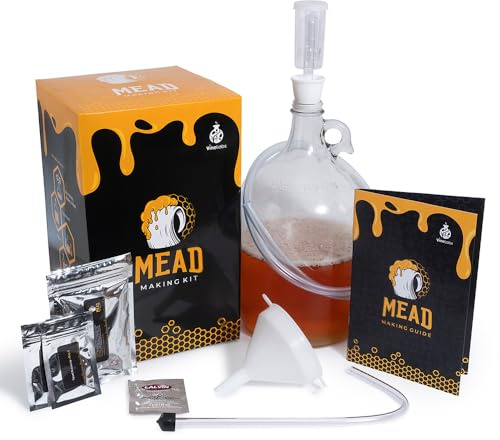 VineLabs Honigmead Making Kit mit Hefe und Starter Home Brew Zubehör, wiederverwendbar, Schritt-für-Schritt-Brauprozess, 3,5 l, hergestellt in den USA