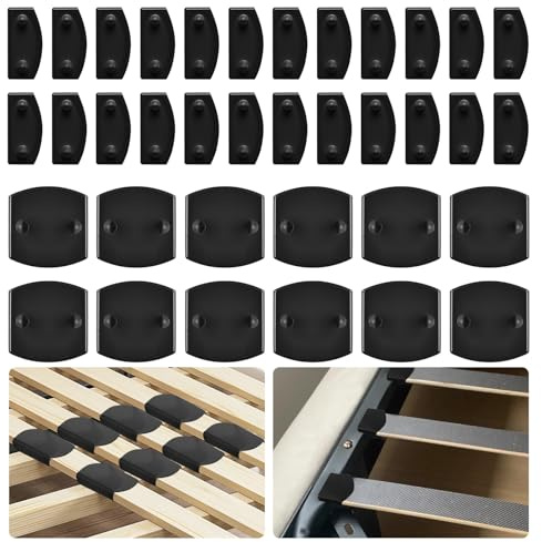 WYTNB 24 Pezzi Letto Staffa Laterale Tappi Supporti, 12 Pezzi Nera Nera Supporti per Rete a Doghe, Facile da Installare e Utilizzare, Boccole di Ricambio per Doghe per Matrimoniale Singolo Letto