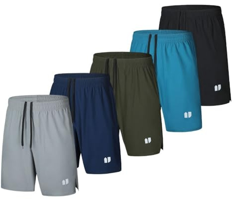 Bsrpolry Pack de 5 pantalones cortos para hombre, pantalones cortos de gimnasio, de secado rápido para corredor, pantalones cortos deportivos para hombre con bolsillos y cintura elástica, XL