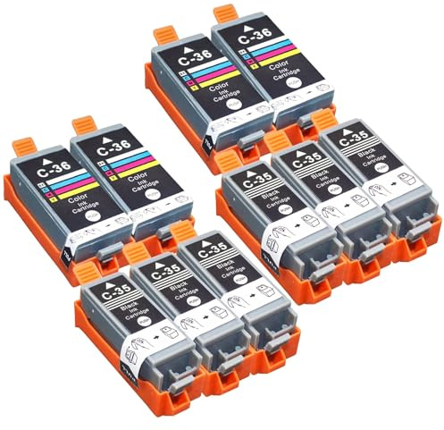 HenceBuy Druckerpatronen PGI-35 CLI-36 PGI 35 CLI 36 Kompatibel mit Canon Pixma TR150 IP110 IP100 TR 150 IP 110 IP 100 Mini 260 320 Mobiler Drucker (6 Schwarz 4 Farbe)