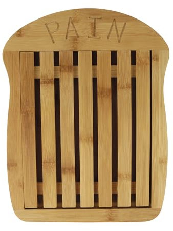 Ambiance Nature 544432 - Tagliere per pane con scomparto raccoglie briciole, in bambù certificato FSC, 34,5 cm x 26 cm