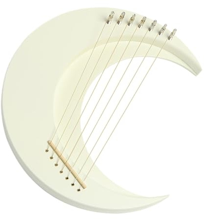 Vesidoloy Crescent Lyre Harpa - Moon Wood Lyre Harpa 7 Strings Lyre Piano | Halvmåne musikinstrument bärbar harpa instrument med stämnyckel för musikälskare