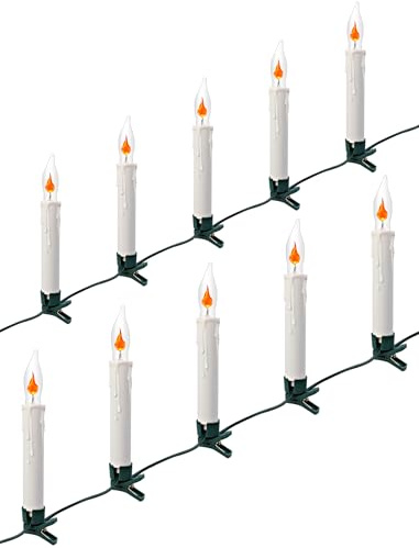 Hobbynors 10.5FT Vintage Christmas Lights, 10L Flickering Candle Lights