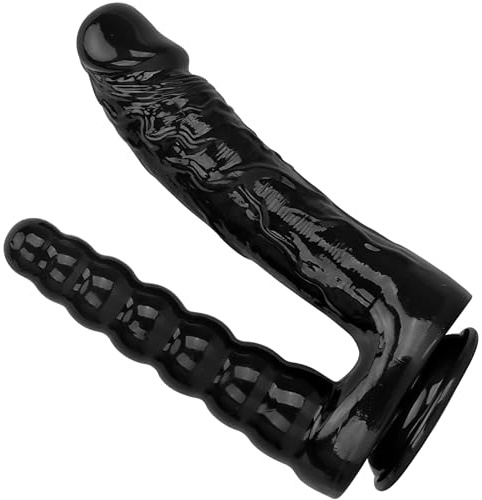 Dildo Gigante Donna – Doppio Dildo Nero XXL con Ventosa 27 cm Ø 5,3 cm a Sfere 1060 g Flessibile & Delicato sulla Pelle FOPS D63