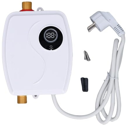 Fafeicy Mini Scaldabagno Touch Screen Elettrico Portatile IPX4 Istant Istantaneo Calda per il Bagno della Cucina (Plug 220v)