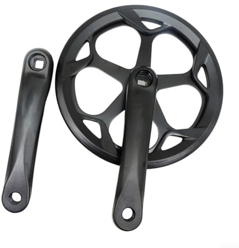 Honseadek 52T - Manivela de una sola velocidad para bicicleta, 165 mm, agujero cuadrado, aleación de aluminio, brazo de manivela con protector de cadena para bicicletas eléctricas y Fixie (sku sku)