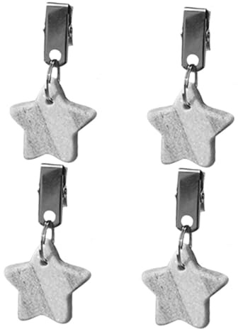 Homoyoyo Pinzas para Manteles de Acero Inoxidable con Acabado Mármol Sujetamanteles Decorativos Forma de Estrella 4 Piezas 4X4X1 CM Pesas Compactas para Manteles de Exterior y Camping