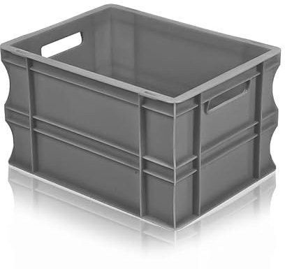 Sunbox Scatola impilabile, contenitore impilabile con coperchio rimovibile, colore grigio, diverse misure per interni ed esterni (40 x 30 x 22 cm – 20 l) / TEG43/22