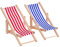 Bememo 2 Stück 1:12 Miniatur Faltbarer Hölzerner Strand Stuhl Liegestuhl Mini Möbel Zubehör mit Rot/Blau Streifen für Indoor Outdoor