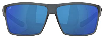 Costa Del Mar Mens Rincon Fishing and Watersports Rectangular Sunglasses, Matte Smoke Crystal/Grey Blue Mirrored Polarized-580P, 63 mm