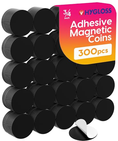 Hygloss 300 Pcs Magnetic Dots with Adhesive Backing – 3/4-Inch Round Sticky Magnet Dots – Small Magnets for Crafts – Thin Flat Circle Magnetic Stickers for Fridge, Classroom, Whiteboard, Pictures