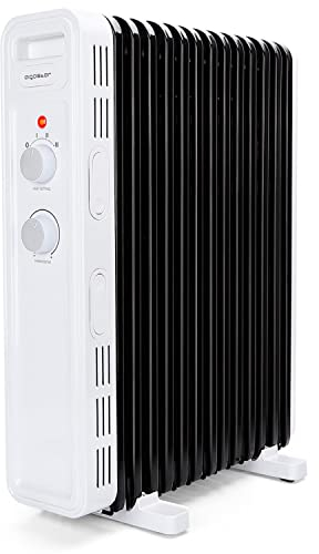 Aigostar Radiador de Aceite de 13 Elementos, 2500 W, Silencioso, 3 Niveles de Potencia, Termostato Ajustable y Función de Apagado Seguro, Protección Antivuelcos, Recomendado para Estancias de 25 m2
