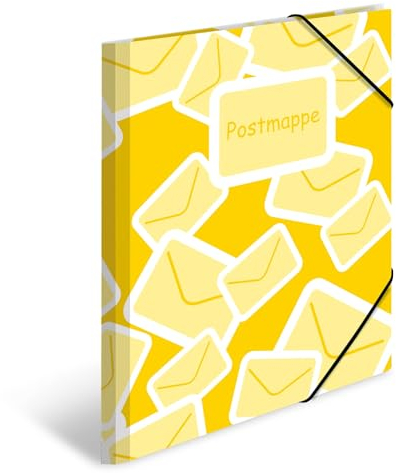 HERMA Postmappen A4 Gelb Set, 3 Stück, Kinder Juris-Mappen aus Kunststoff, Sammelmappen mit Motiv, Gummizug, Innenklappen und Innendruck für Jungen und Mädchen