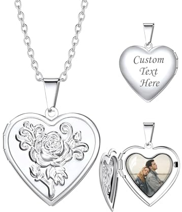 Custom4U Collana con foto personalizzata Regali di San Valentino per le donne Regalo di compleanno per fidanzate con medaglione a cuore