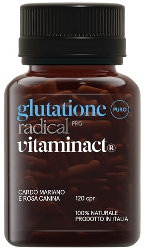 Glutatione Plus Puro Radical Pro – L’unico Con 120 Compresse Con Massimo Dosaggio – Potenziato Con Rosa Canina e Cardio Mariano – Antiossidante – Disintossicante-Immunostimolante