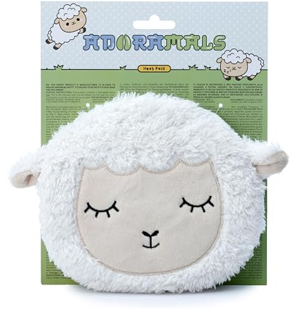 Puckator Adoramals Farm Sleepy Sheep Round Microwavable Plush Wheat & Lavender Heat Pack - Heating Pads Hot Heat and Ice Cold Cool Pack Packs Bag for Sport Injuries Knee Back Pain Bed Warmer Wellness