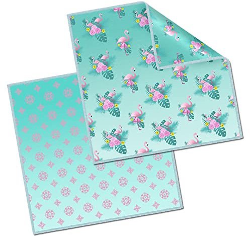 Mikrofiberdukar – Rengöringsdukar för Glasögon med Motiv i olika Kombinationer (Flamingo, 2 Pack 20 x 20 cm)