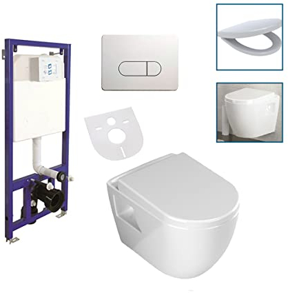 Aloni Wand/Hänge WC Toilette Softclose-Deckel Vorwandelement Betätigungsplatte