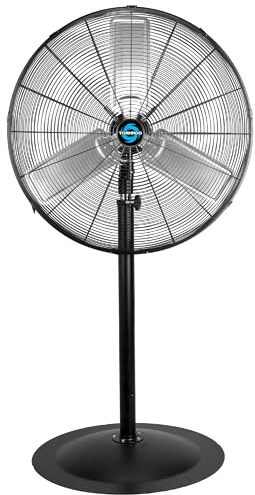 Tornado - 30 Inch Commercial Industrial 3 Aluminum Blade Stationary Pedestal Oscillating Fan, High Velocity 8500 CFM, UL Safety Listed, 3 Years Warranty, Black