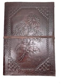 ROOGU Leder Notizbuch [B5] – Handmade Skizzenbuch aus Indien mit Büffelleder & Baumwollpapier – Gästebuch, Tagebuch, Herbarium, Geschenk