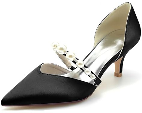 MINITOO Womens Wedding Comfortable Shoes Mary Jane Style Evening Prom Pumps with Rhinestones BR046 Black UK 10
