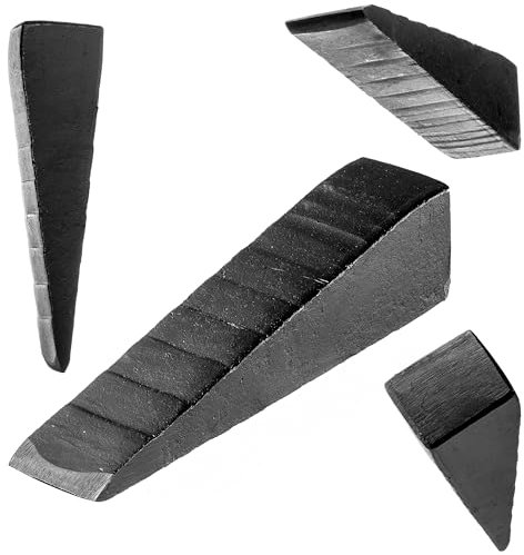 KADAX Cuña de madera de acero, 20 x 4 x 5 cm, cuña manual para cortar y dividir madera, robusta cuña de astilla, granada de división, cuña de repuesto