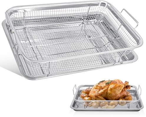 MEGYAD 30 x 22,5 x 5,5 cm, teglia con griglia di raffreddamento: acciaio inossidabile, grande teglia da forno, stampo con griglia per torta, meno colla, cestello per cuocere