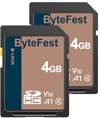 ByteFest SD Karte 4GB 2 Pack, Speicherkarte, Class 10, U1, V10, A1, Full HD Video, Memory Card für Kamera (4GB, 2 Pack)