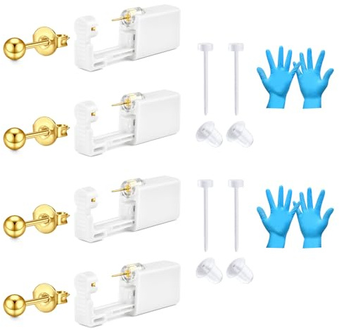 AceFun Oro Plata 4mm pistola piercing conjunto oreja helix tragus seguridad acero inoxidable joyería