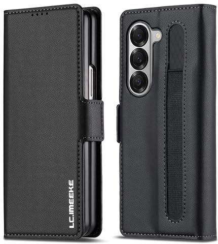 ZHOZEXIN Wallet Pu Leather Case for Samsung Galaxy Z Fold 6,Magnetic Closure Pu Leather with Pen Slot, Cash slot & Screen Protector Cover Case for Samsung Galaxy Z Fold 6 (Black)