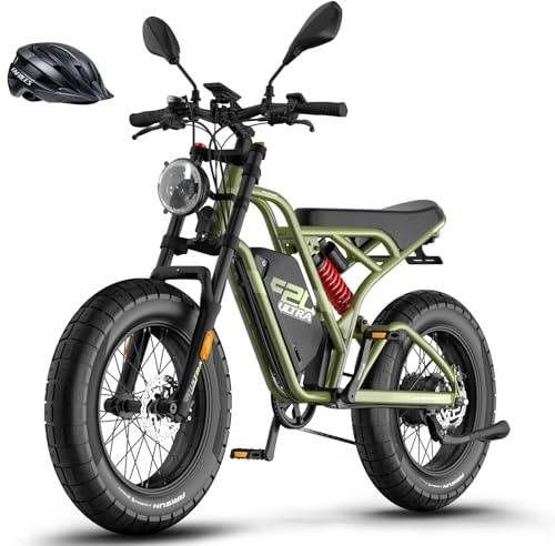 Fafrees F20 Ultra Bici Eléctrica, Fatbike de 20 x 5,0, Batería de 48V/25 AH, Suspensión Total, Espejos Retrovisores, Bici de Montaña Eléctrica para Hombres, Alcance 80-120 KM (Verde)