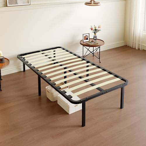 TEENO Letto a Doghe Singolo 80x190 - Struttura 1×13 in Legno Pioppo con 7 Piedi e Tubo Centrale, Ortopedico, Montaggio Rapido