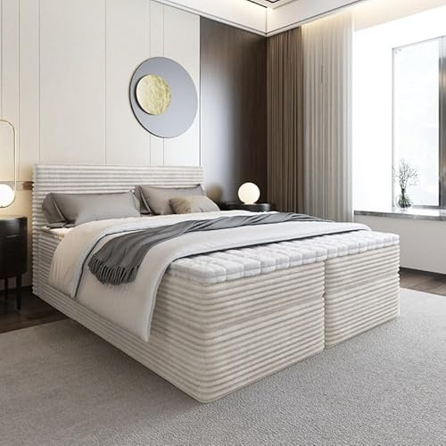 EURO-MOEBEL Bett Doppelbett Boxspringbett SENO ohne Topper + 2 Bettkästen, H3 (TILIA 03, 140 x 200 cm)