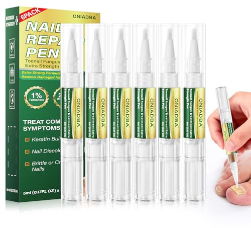 Toenail Fungus Treatment Pen Extra Strength – Repairs Yellow, Discolored, Thick & Ingrown Nails – Fungal Nail Solution for Toenails & Fingernails – (6 x 5ml/0.17FLOZ Pens) + 2 Nail Files